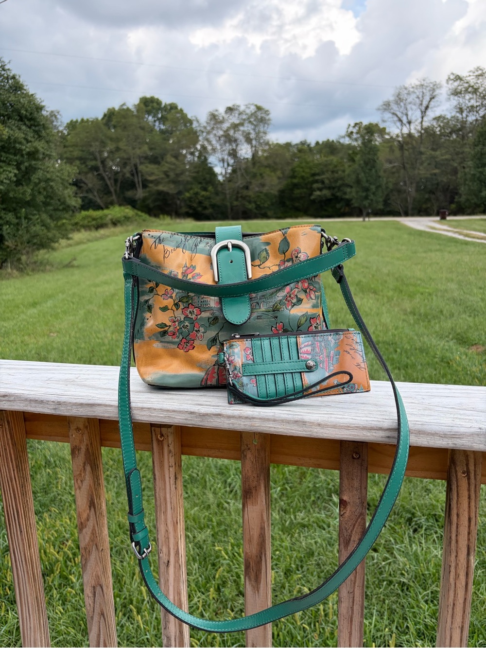 Patricia Nash Beautiful Girl Lanza Floral Leather Crossbody With Wallet wristlet